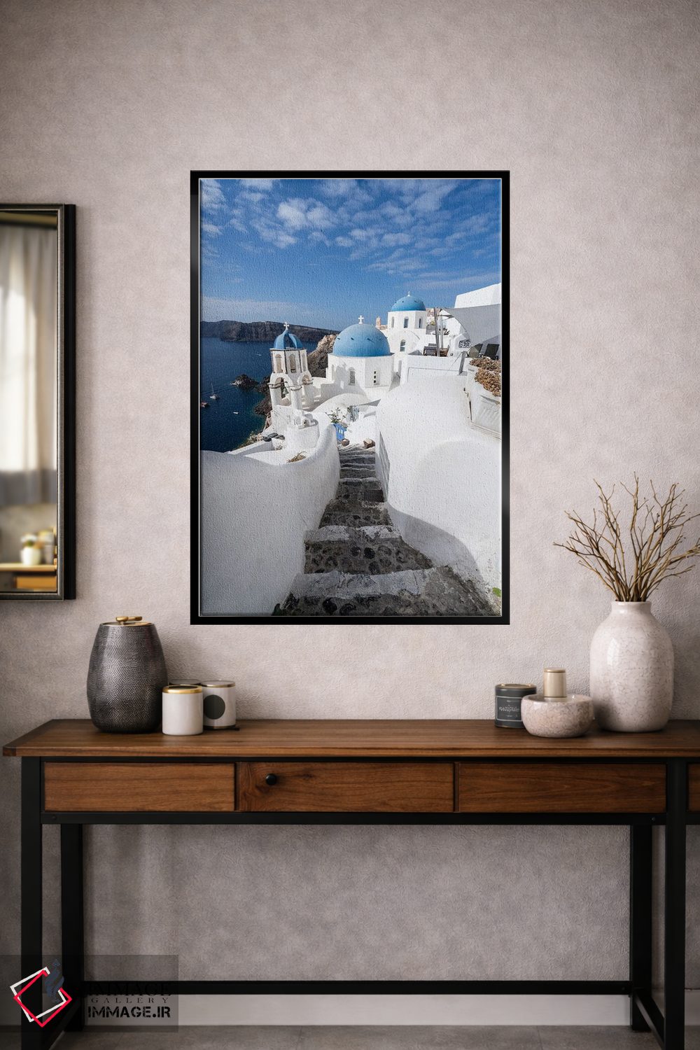 تابلو دکوراتیو Santorini , Greece,خانه های سفید در اویا، سانتورینی ، یونان اثر یان بکه - D2B