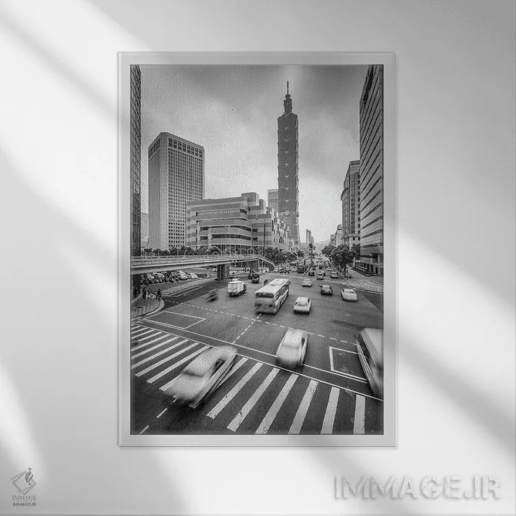 تابلو دکوراتیو Taiwan, Republic Of China,آسمان خراش تایپه ۱۰۱، تایوان، جمهوری… اثر یان بکه - نمای قابدار سفید