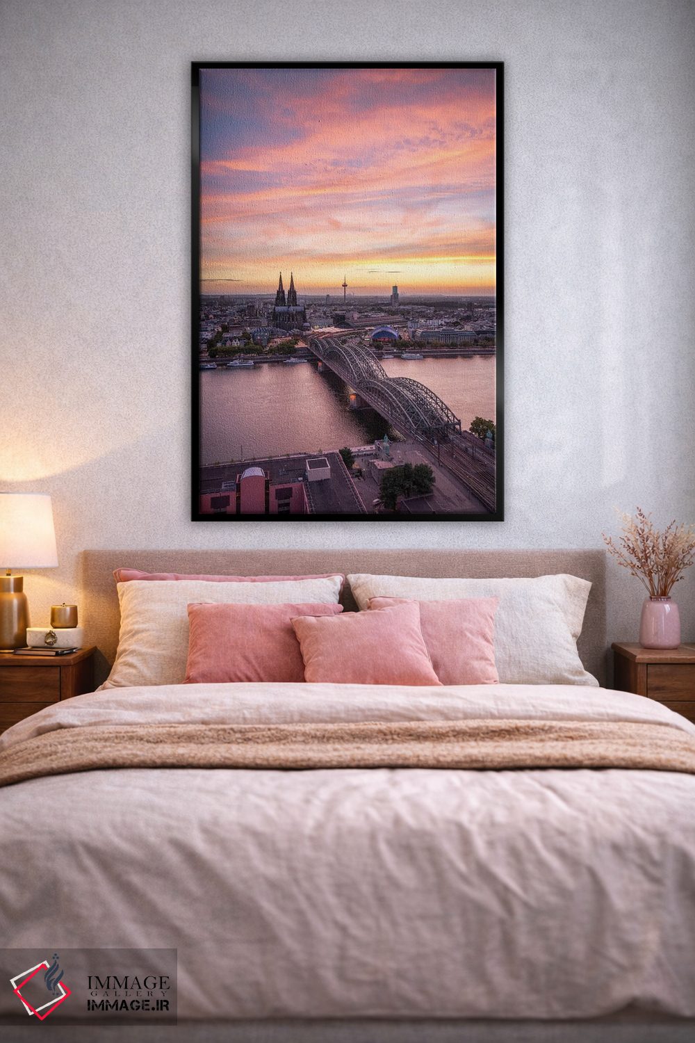 تابلو دکوراتیو North Rhine Westphalia , Germany,افق شهر کلن در غروب، نوردراین… اثر یان بکه - D3B