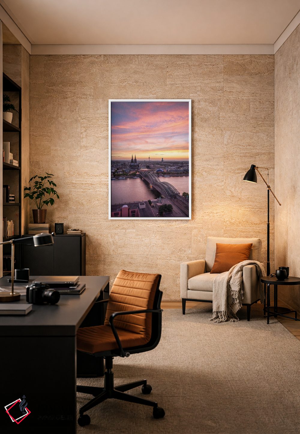 تابلو دکوراتیو North Rhine Westphalia , Germany,افق شهر کلن در غروب، نوردراین… اثر یان بکه - D6W