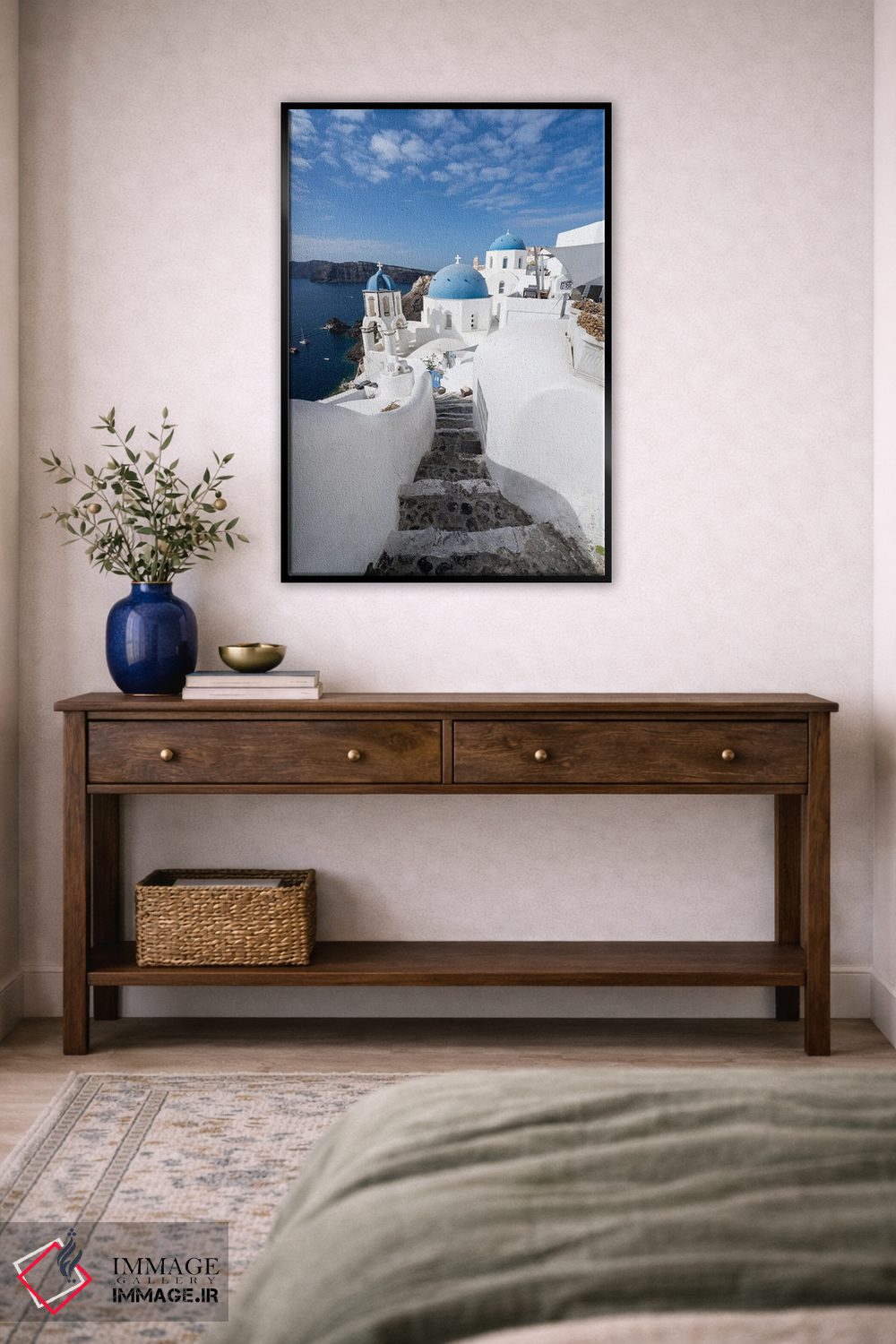 تابلو دکوراتیو Santorini , Greece,خانه های سفید در اویا، سانتورینی ، یونان اثر یان بکه - D5B