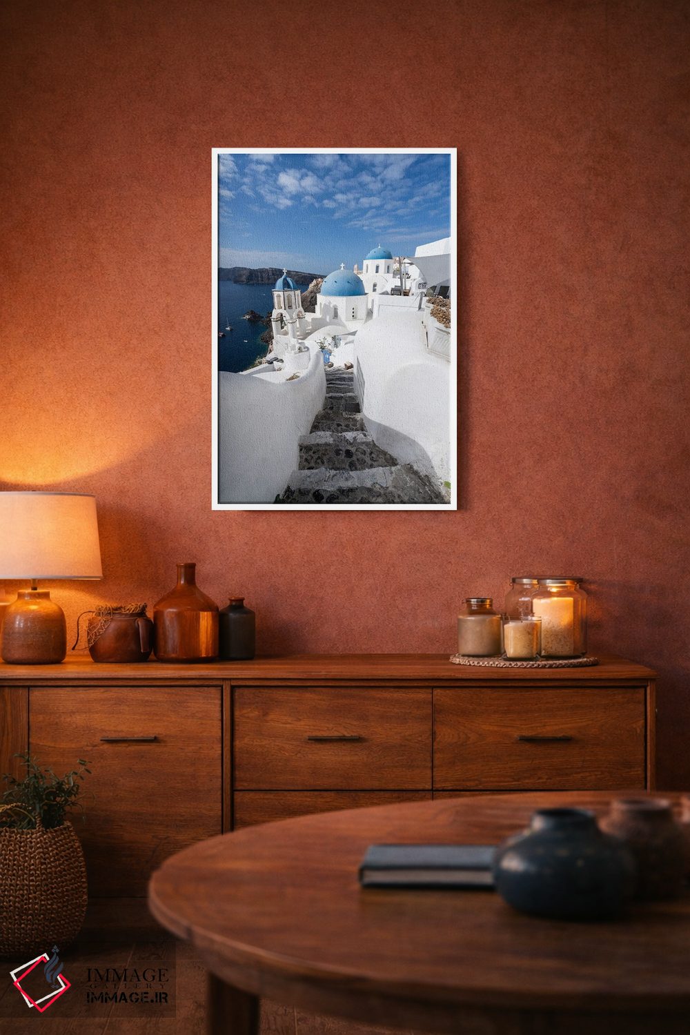 تابلو دکوراتیو Santorini , Greece,خانه های سفید در اویا، سانتورینی ، یونان اثر یان بکه - D4W