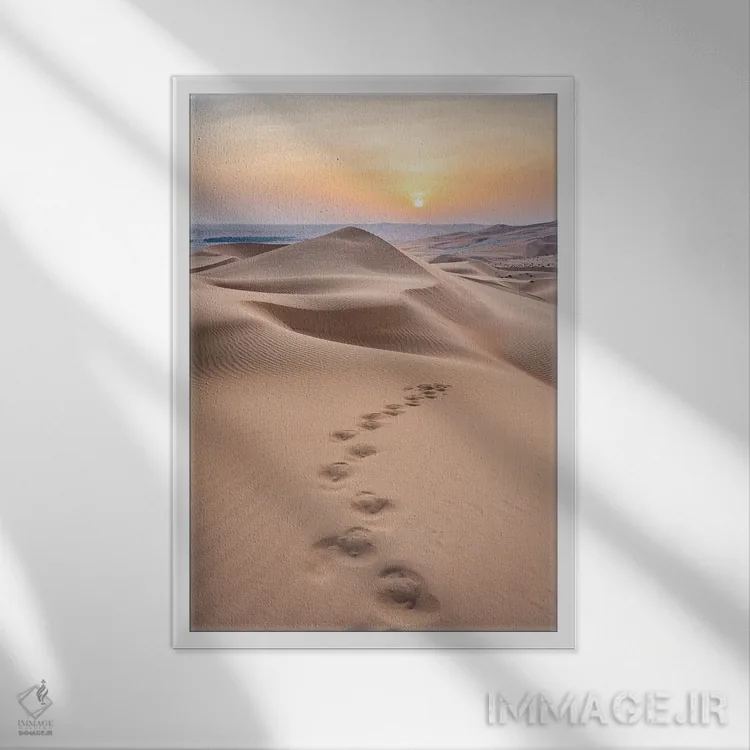 تابلو دکوراتیو Empty Quarter, Abu Dhabi, United Arab Emirates,غروب در صحرای رو… اثر یان بکه - نمای قابدار سفید