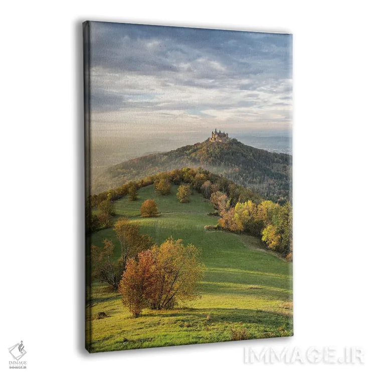 تابلو دکوراتیو Swabian Jura, Germany,قلعه هوهنتسولرن هنگام غروب آفتاب در فصل پ… اثر یان بکه - نمای پرسپکتیو محصول