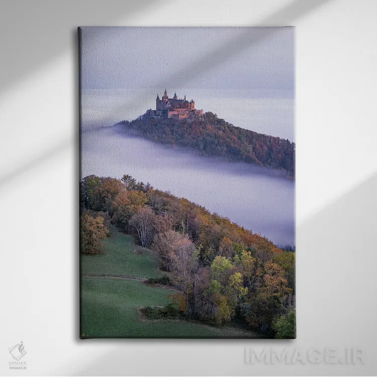 تابلو دکوراتیو Swabian Jura, Germany,مه صبحگاهی در قلعه هوهنتسولرن، یورای شواب… اثر یان بکه - نمای روبهرو روی دیوار