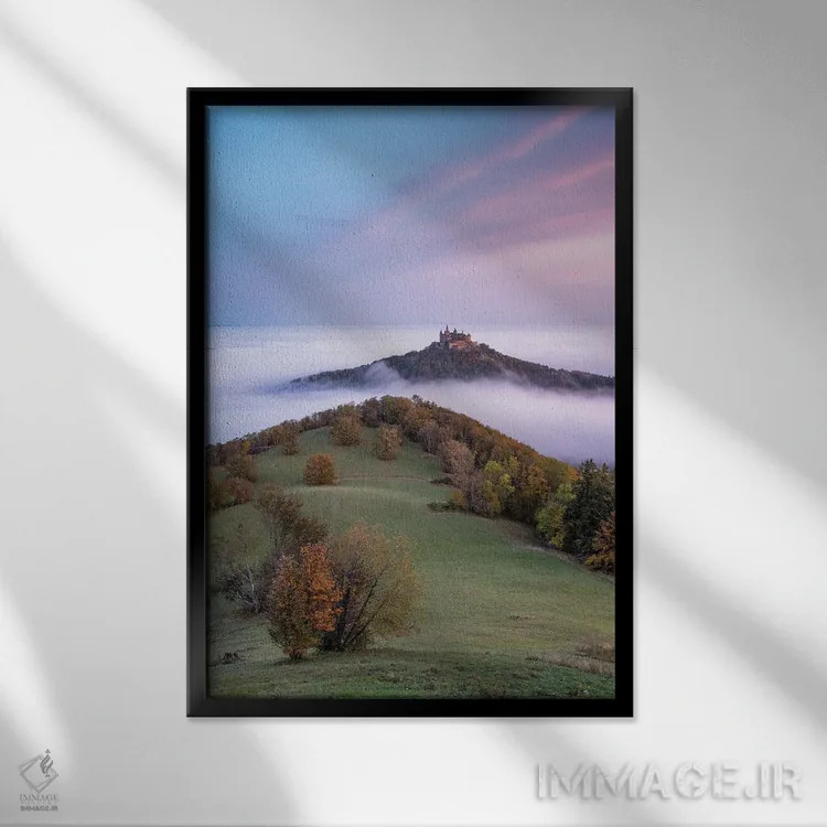 تابلو دکوراتیو Swabian Jura, Germany,قلعه هوهنتسولرن هنگام طلوع آفتاب، یورای ش… اثر یان بکه - نمای قابدار مشکی