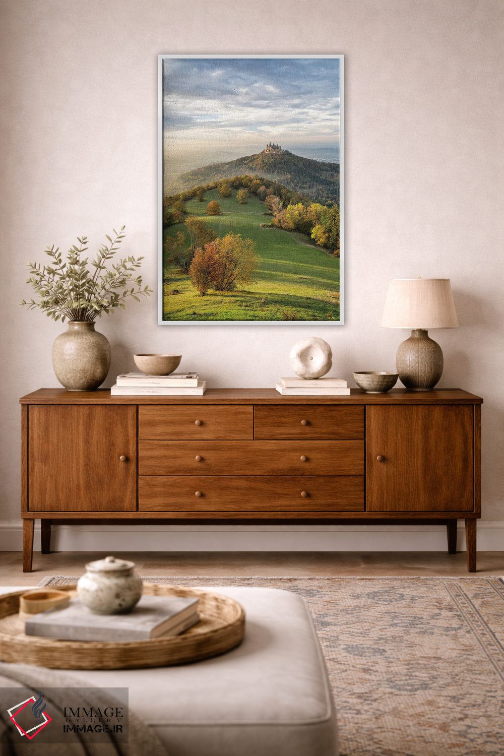 تابلو دکوراتیو Swabian Jura, Germany,قلعه هوهنتسولرن هنگام غروب آفتاب در فصل پ… اثر یان بکه - D1W