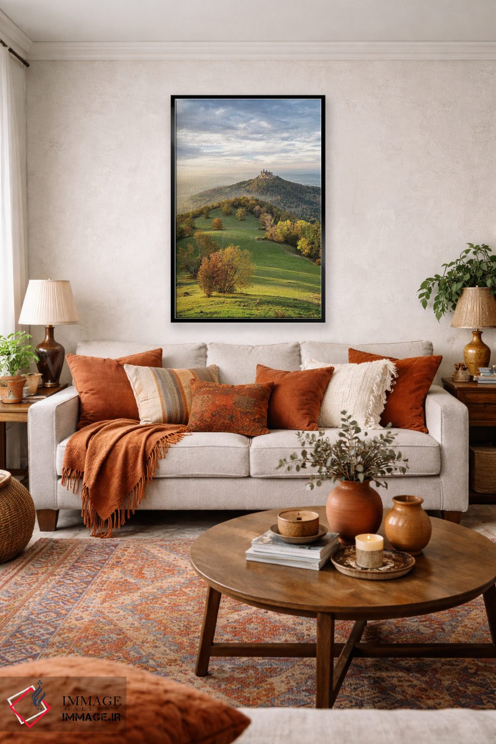 تابلو دکوراتیو Swabian Jura, Germany,قلعه هوهنتسولرن هنگام غروب آفتاب در فصل پ… اثر یان بکه - D3B