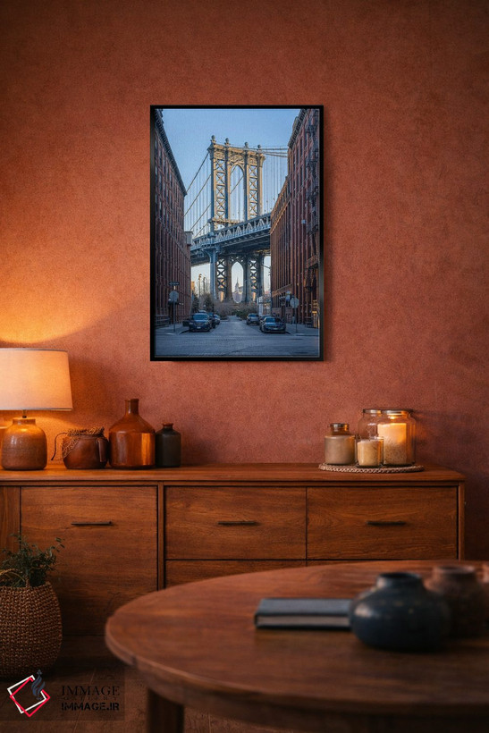 تابلو دکوراتیو Brooklyn, New York City, USA,پل منهتن هنگام طلوع آفتاب، بروکلین… اثر یان بکه - D6B