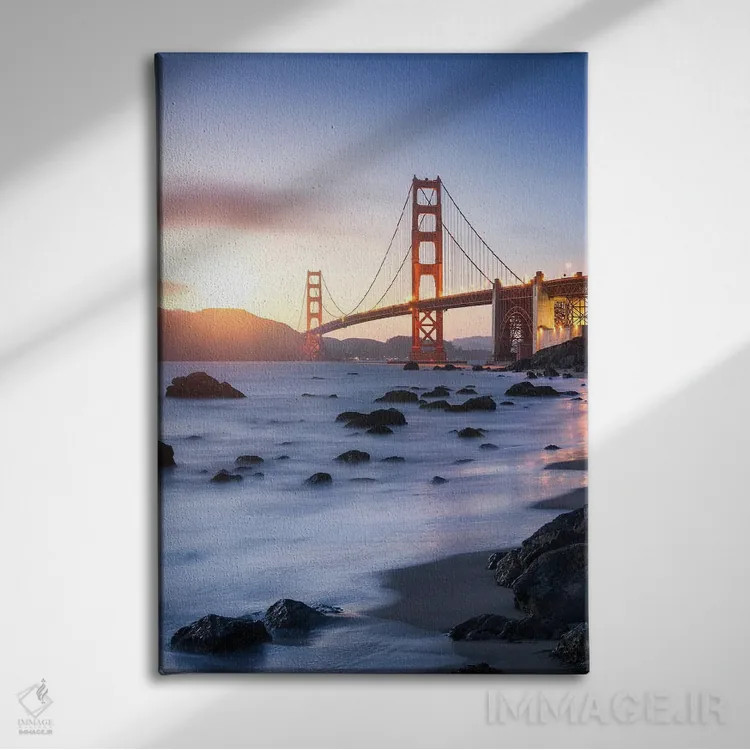تابلو دکوراتیو USA,پل گلدن گیت در سان فرانسیسکو، ایالات متحده آمریکا اثر یان بکه - نمای روبهرو روی دیوار