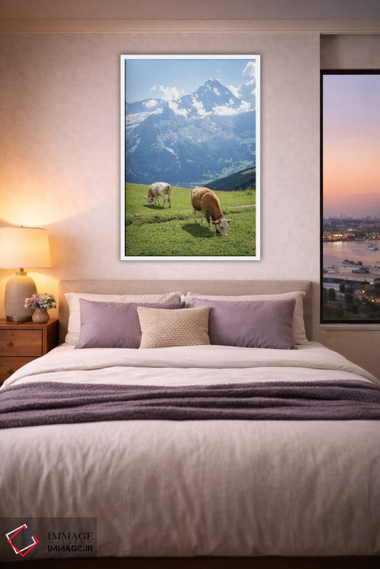 تابلو دکوراتیو Swiss Alps Near Grindelwald, Swiss Alps, Switzerland,گاوهای در… اثر یان بکه - D2W