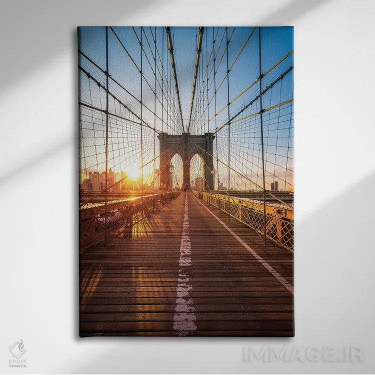 تابلو دکوراتیو New York City, USA,پل بروکلین، شهر نیویورک، ایالات متحده آمریکا اثر یان بکه - نمای روبهرو روی دیوار