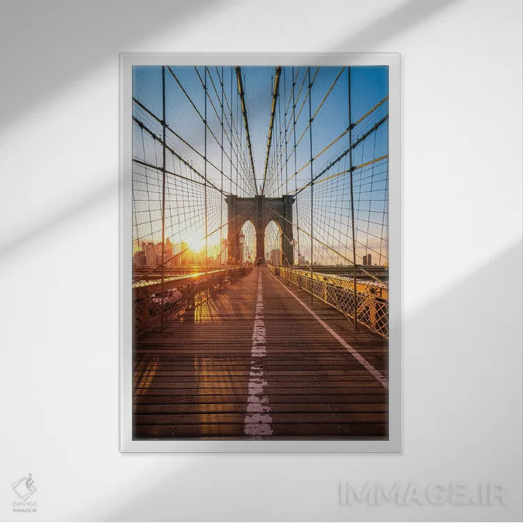 تابلو دکوراتیو New York City, USA,پل بروکلین، شهر نیویورک، ایالات متحده آمریکا اثر یان بکه - نمای قابدار سفید