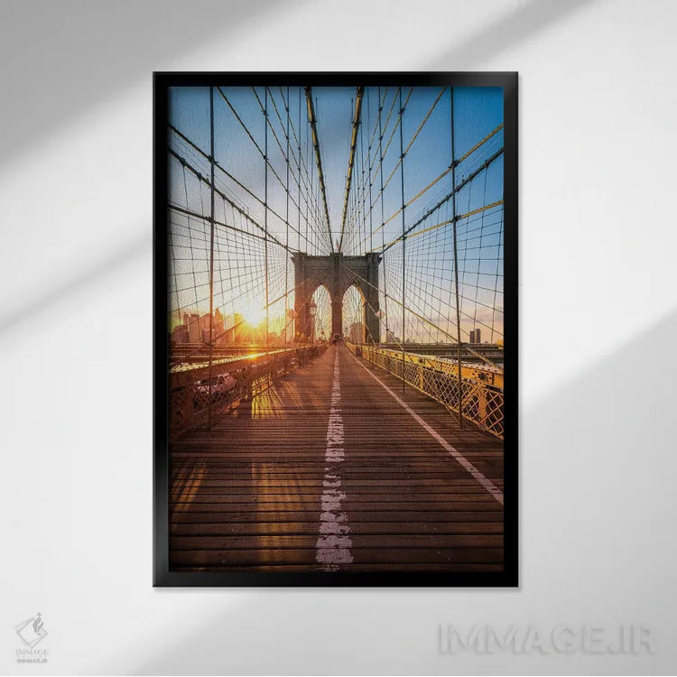 تابلو دکوراتیو New York City, USA,پل بروکلین، شهر نیویورک، ایالات متحده آمریکا اثر یان بکه - نمای قابدار مشکی