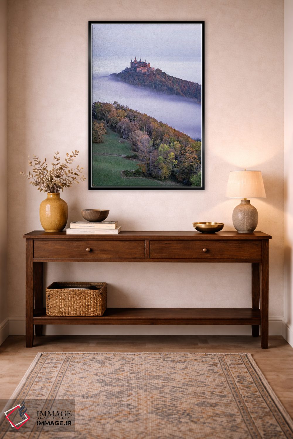 تابلو دکوراتیو Swabian Jura, Germany,مه صبحگاهی در قلعه هوهنتسولرن، یورای شواب… اثر یان بکه - D3B