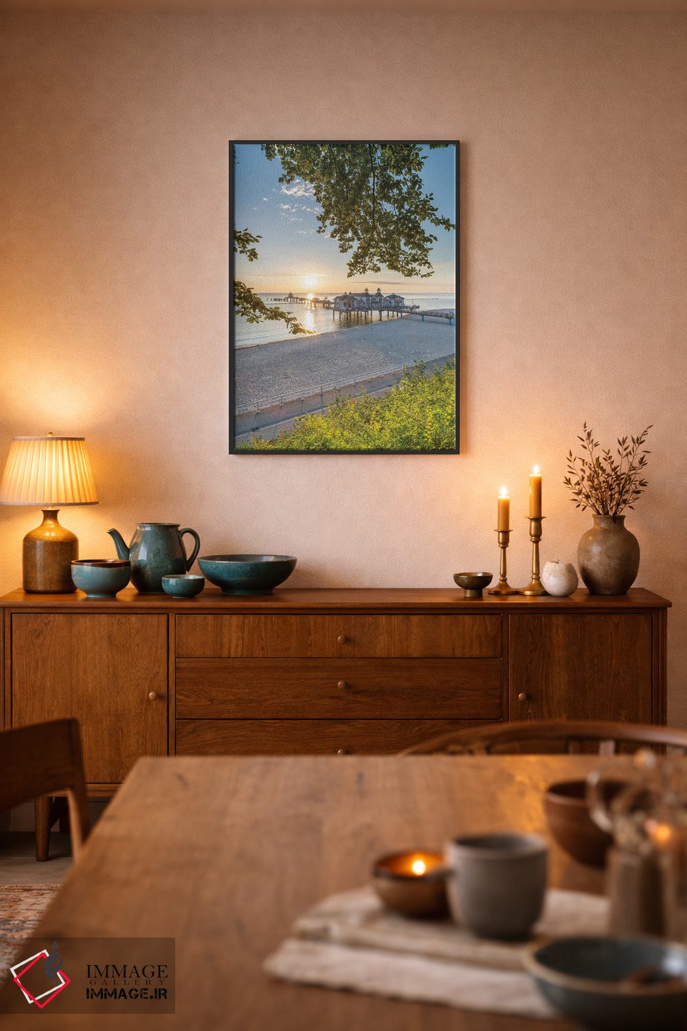 تابلو دکوراتیو Mecklenburg-Vorpommern, Germany,طلوع آفتاب در اسکله زلین در جزی… اثر یان بکه - D6B