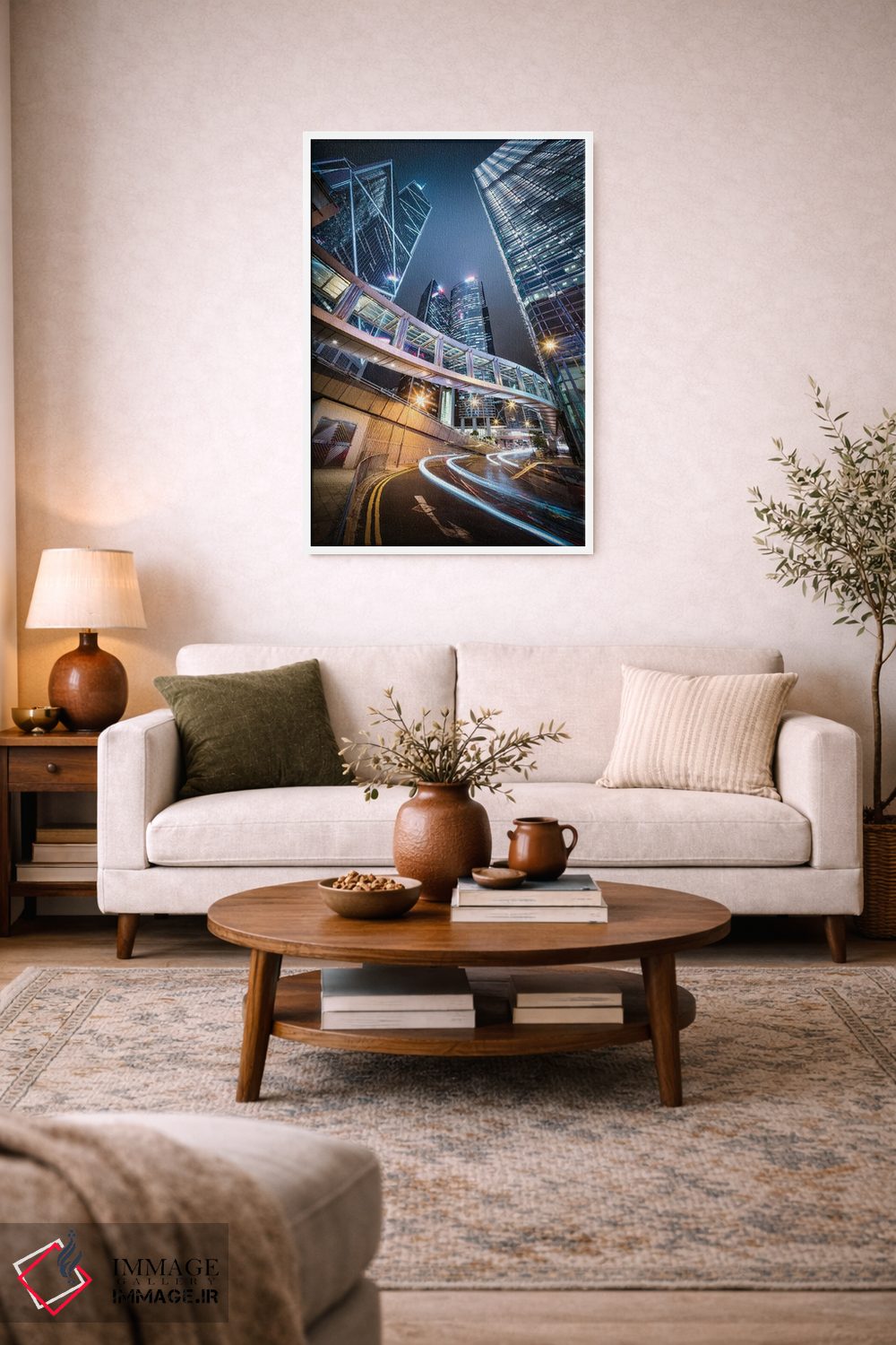 تابلو دکوراتیو منطقه مرکزی هنگ کنگ در شب اثر یان بکه - D2W