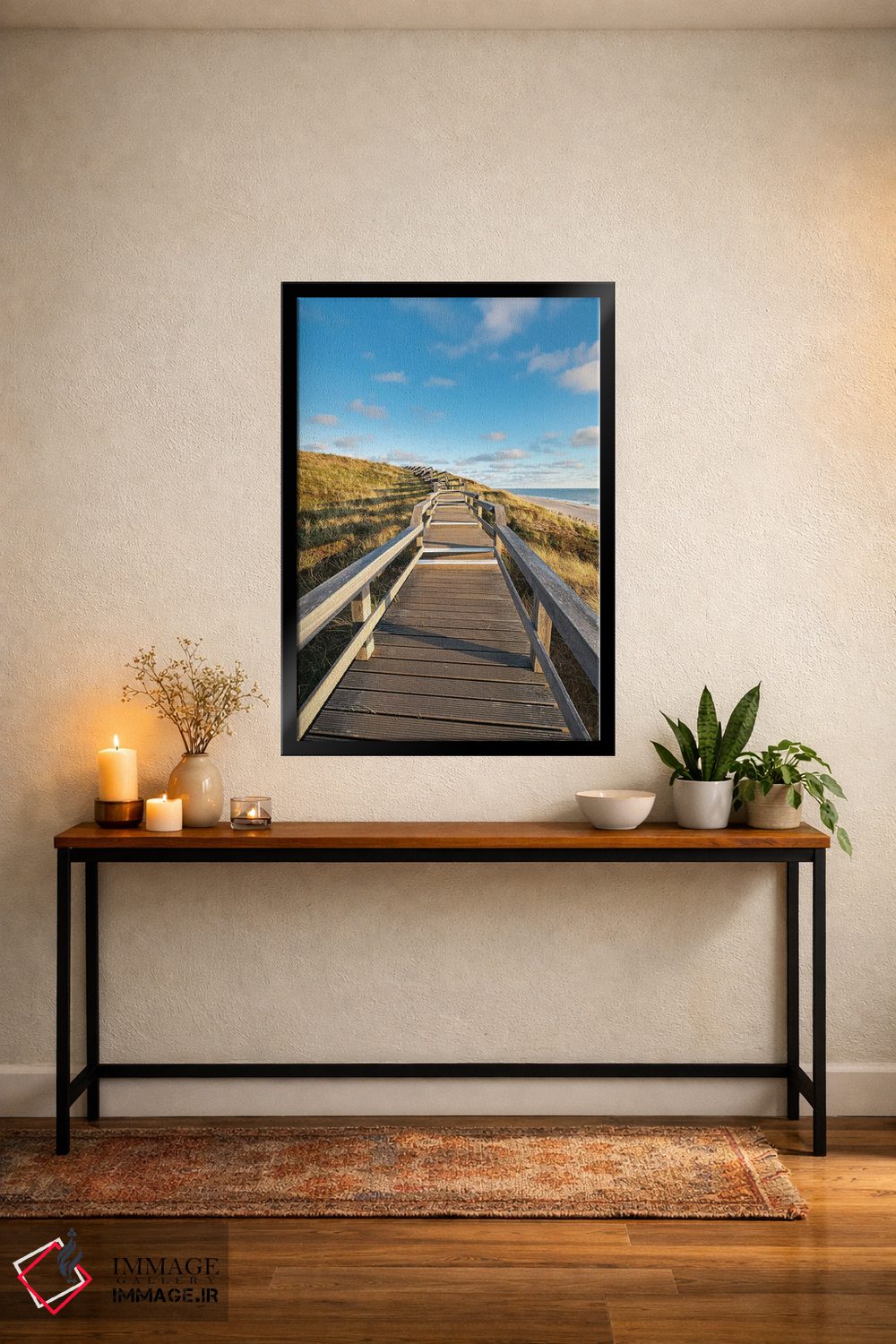 تابلو دکوراتیو Sylt, Schleswig-Holstein, Germany,پیاده رو چوبی در امتداد ساحل… اثر یان بکه - D5B