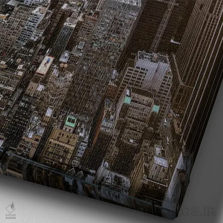 تابلو دکوراتیو غروب تماشایی بر فراز منهتن میانی اثر یان بکه - نمای نزدیک بافت بوم