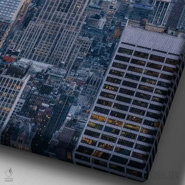 تابلو دکوراتیو New York City,ساختمان امپایر استیت در گرگ ومیش، شهر نیویورک اثر یان بکه - نمای نزدیک بافت بوم