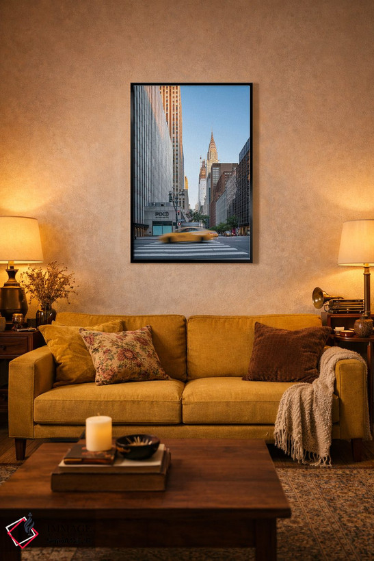 تابلو دکوراتیو Midtown Manhattan,ساختمان کرایسلر در طلوع آفتاب، منهتن میانی اثر یان بکه - D3B