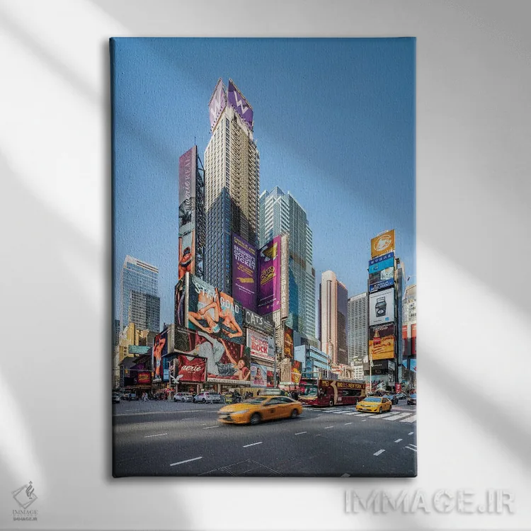 تابلو دکوراتیو New York City, USA,آسمان خراش های مدرن در تایمز اسکوئر، نیویورک اثر یان بکه - نمای روبهرو روی دیوار