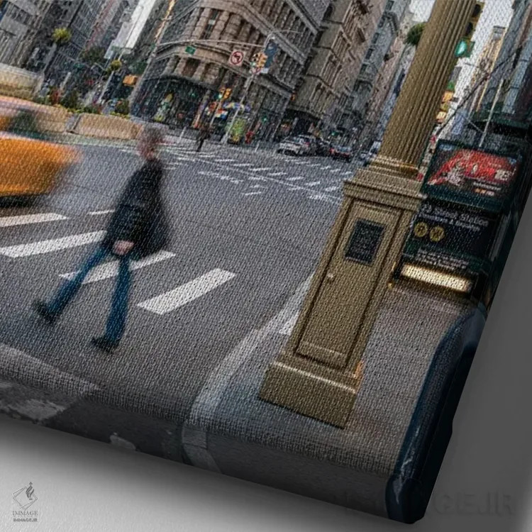 تابلو دکوراتیو New York City, USA,ساختمان فلت آیرون، شهر نیویورک، ایالات متحده… اثر یان بکه - نمای نزدیک بافت بوم