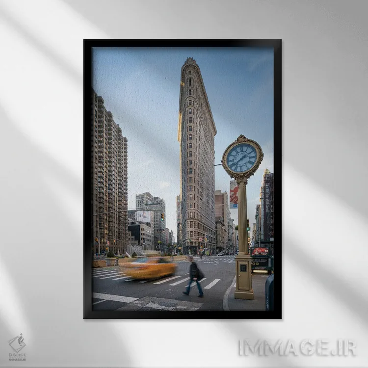 تابلو دکوراتیو New York City, USA,ساختمان فلت آیرون، شهر نیویورک، ایالات متحده… اثر یان بکه - نمای قابدار مشکی