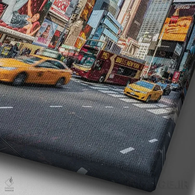 تابلو دکوراتیو New York City, USA,آسمان خراش های مدرن در تایمز اسکوئر، نیویورک اثر یان بکه - نمای نزدیک بافت بوم