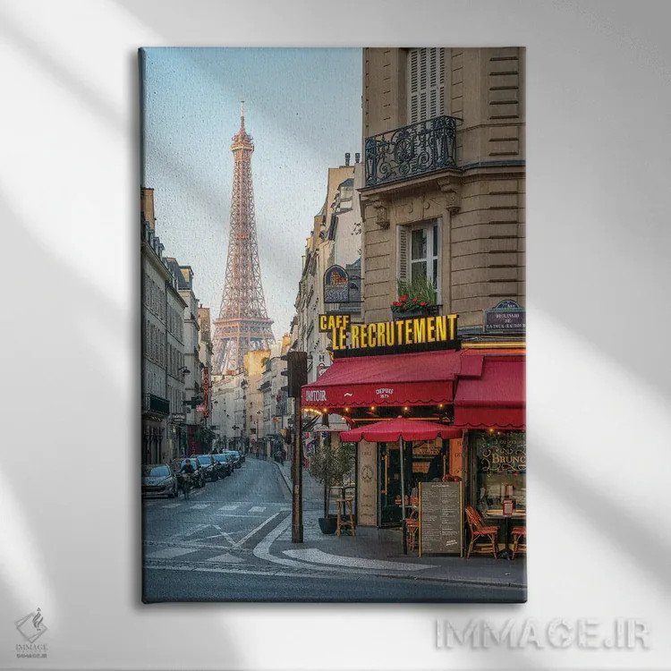 تابلو دکوراتیو Paris, France,خیابان سن-دومینیک و برج ایفل، پاریس، فرانسه اثر یان بکه - نمای روبهرو روی دیوار