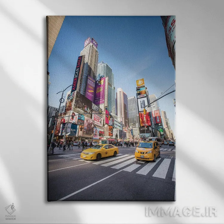 تابلو دکوراتیو New York City, USA,تاکسی های زرد در تایمز اسکوئر، نیویورک اثر یان بکه - نمای روبهرو روی دیوار