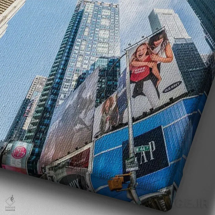 تابلو دکوراتیو New York City, USA,ساختمان های آسمان خراش در تایمز اسکوئر، نیوی… اثر یان بکه - نمای نزدیک بافت بوم