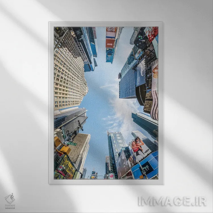 تابلو دکوراتیو New York City, USA,ساختمان های آسمان خراش در تایمز اسکوئر، نیوی… اثر یان بکه - نمای قابدار سفید
