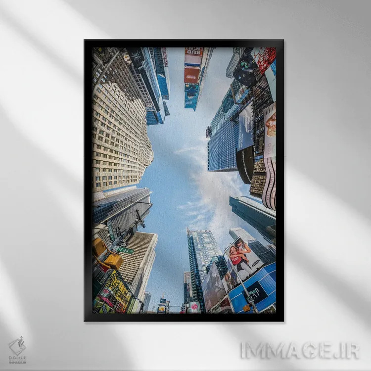 تابلو دکوراتیو New York City, USA,ساختمان های آسمان خراش در تایمز اسکوئر، نیوی… اثر یان بکه - نمای قابدار مشکی