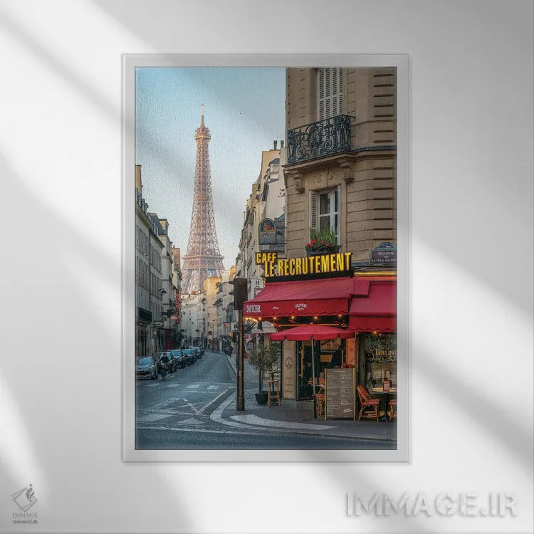 تابلو دکوراتیو Paris, France,خیابان سن-دومینیک و برج ایفل، پاریس، فرانسه اثر یان بکه - نمای قابدار سفید