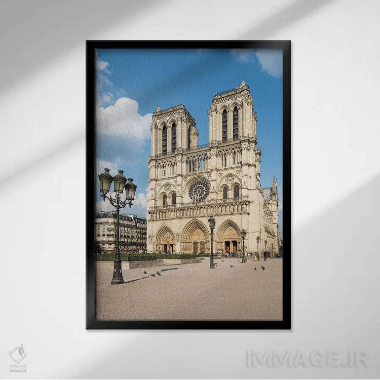 تابلو دکوراتیو کلیسای جامع نوتردام پاریس اثر یان بکه - نمای قابدار مشکی