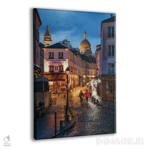 تابلو دکوراتیو Paris, France,خیابان های مونمارتر در شب با کلیسای سکره کر در پس… اثر یان بکه - نمای پرسپکتیو محصول