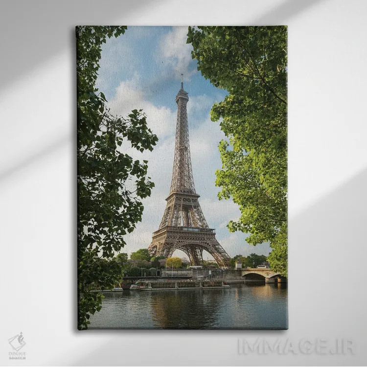 تابلو دکوراتیو Paris, France,برج ایفل در ساحل رود سن، پاریس، فرانسه اثر یان بکه - نمای روبهرو روی دیوار