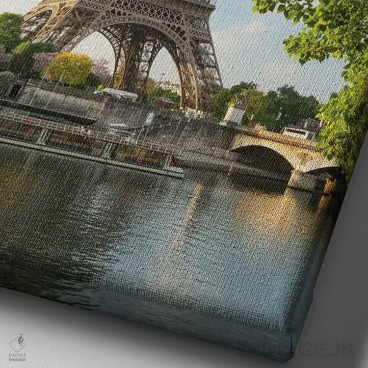 تابلو دکوراتیو Paris, France,برج ایفل در ساحل رود سن، پاریس، فرانسه اثر یان بکه - نمای نزدیک بافت بوم