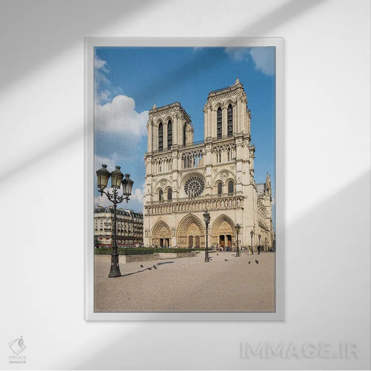 تابلو دکوراتیو کلیسای جامع نوتردام پاریس اثر یان بکه - نمای قابدار سفید