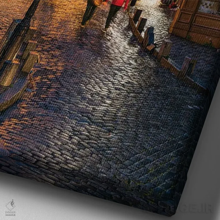 تابلو دکوراتیو Paris, France,خیابان های مونمارتر در شب با کلیسای سکره کر در پس… اثر یان بکه - نمای نزدیک بافت بوم