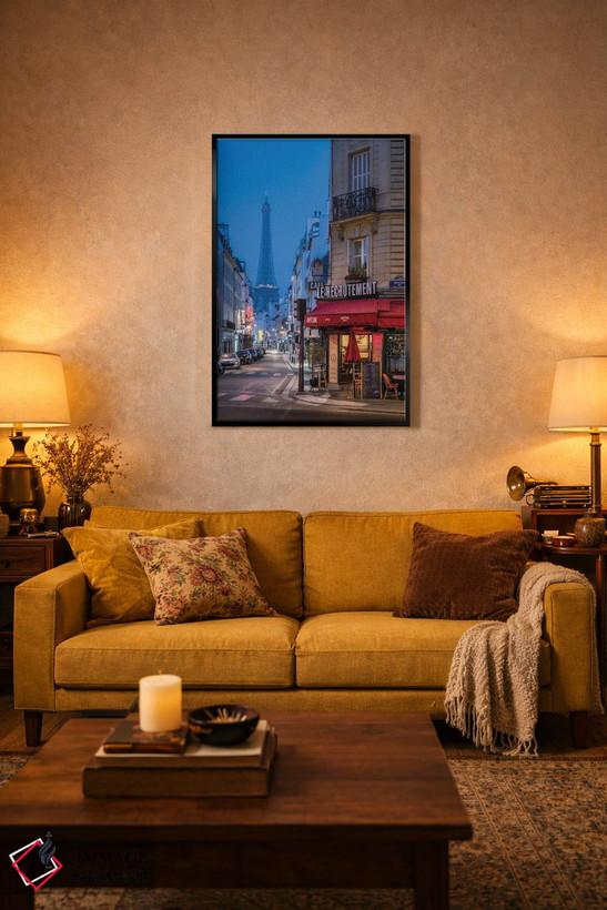 تابلو دکوراتیو Paris, France,خیابان سن-دومینیک و برج ایفل در شب، پاریس، فرانسه اثر یان بکه - D4B