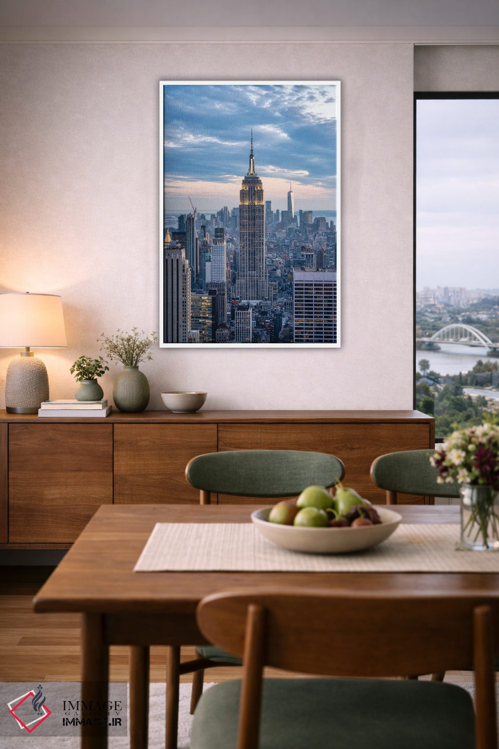 تابلو دکوراتیو New York City,ساختمان امپایر استیت در گرگ ومیش، شهر نیویورک اثر یان بکه - D6W