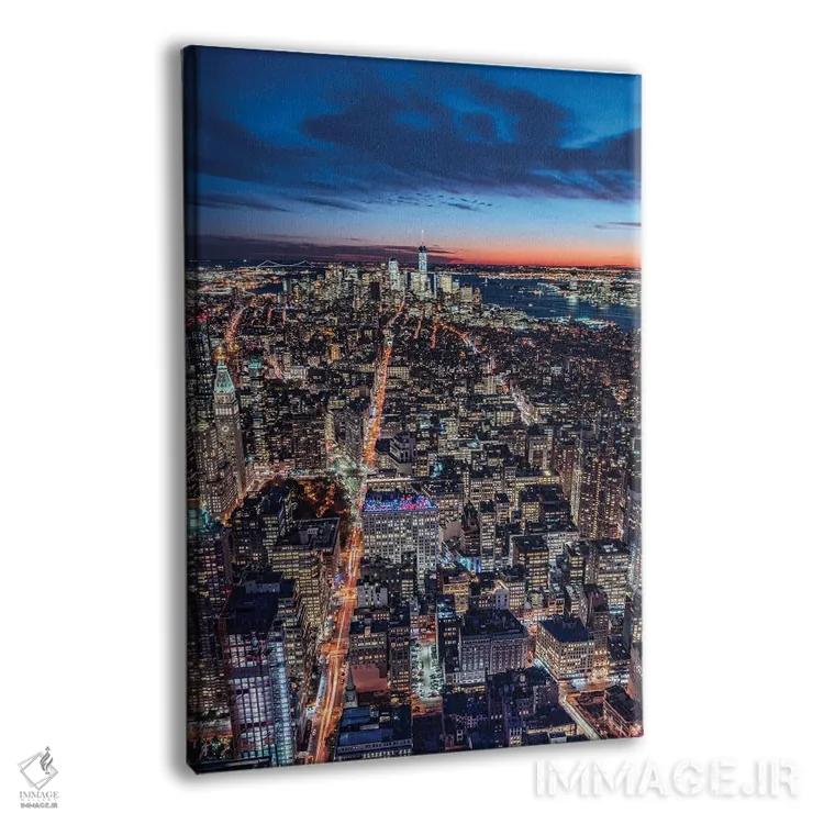تابلو دکوراتیو New York City, Usa,منظره منهتن جنوبی در شب، نیویورک اثر یان بکه - نمای پرسپکتیو محصول