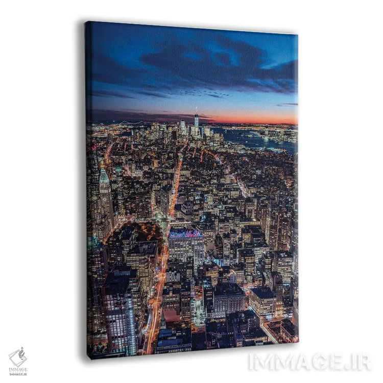 تابلو دکوراتیو New York City, Usa,منظره منهتن جنوبی در شب، نیویورک اثر یان بکه - نمای پرسپکتیو محصول