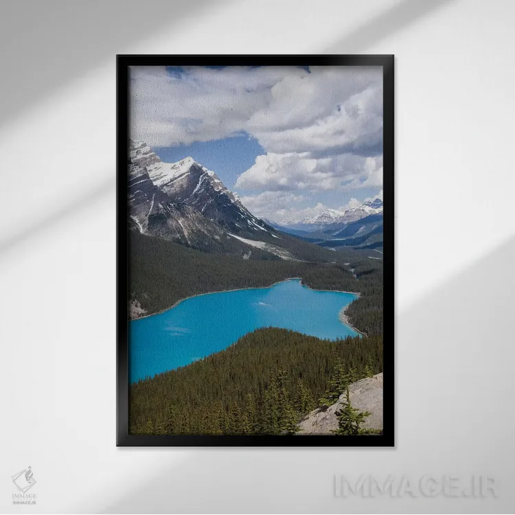 تابلو دکوراتیو Banff National Park, Alberta, Canada,دریاچه پیتو در امتداد ج… اثر جنت هورتون - نمای قابدار مشکی