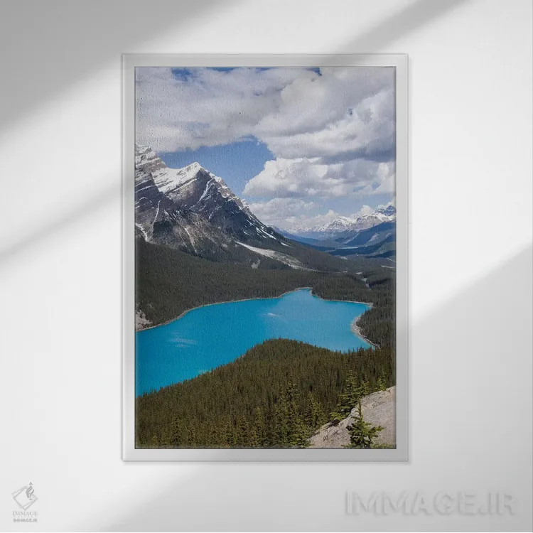 تابلو دکوراتیو Banff National Park, Alberta, Canada,دریاچه پیتو در امتداد ج… اثر جنت هورتون - نمای قابدار سفید