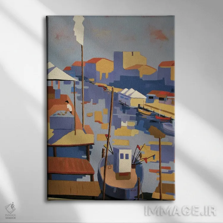 تابلو دکوراتیو A Mediterranean Harbor,پالاواس، بندری در مدیترانه اثر ژان-نوئل لو ژونتر - نمای روبهرو روی دیوار