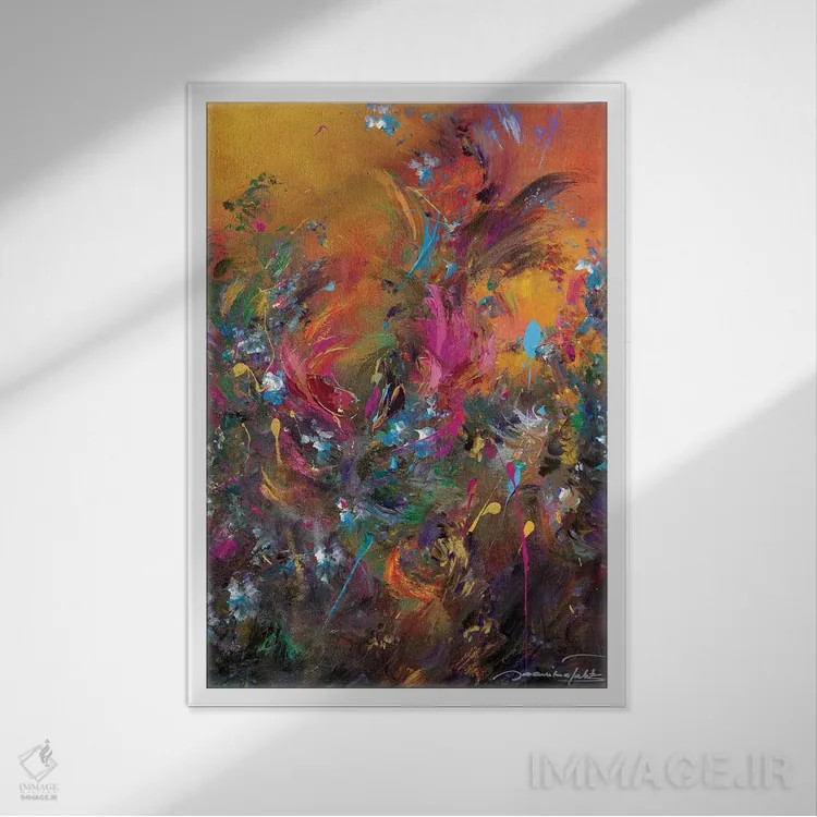 تابلو انتزاعی بازگشت به بهشت ۱ اثر ژانیکا تالتس - نمای قابدار سفید