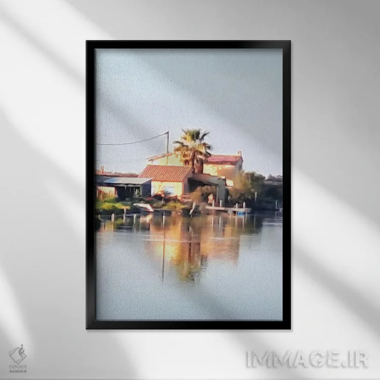 تابلو دکوراتیو خانه کنار دریا در فرانسه اثر ژان-نوئل لو ژونتر - نمای قابدار مشکی